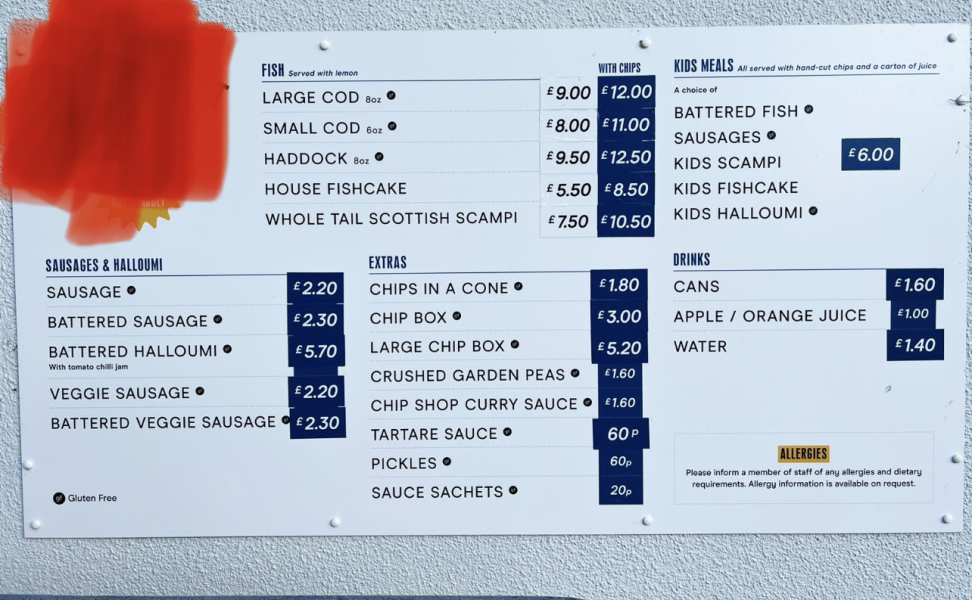How much are fish and chips in your area?