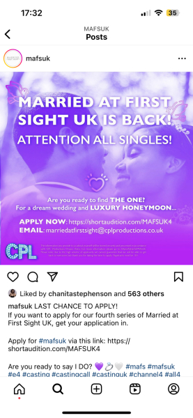 MAFS UK coming soon.   Even if it is not what you ordered.