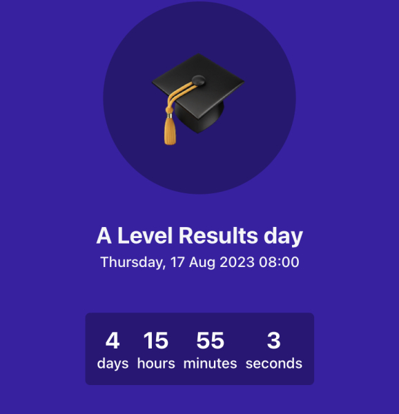 Countdown to A level results day - 2023