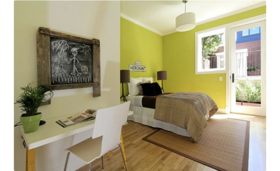 How do I style this awful green colour DS has picked for his room?