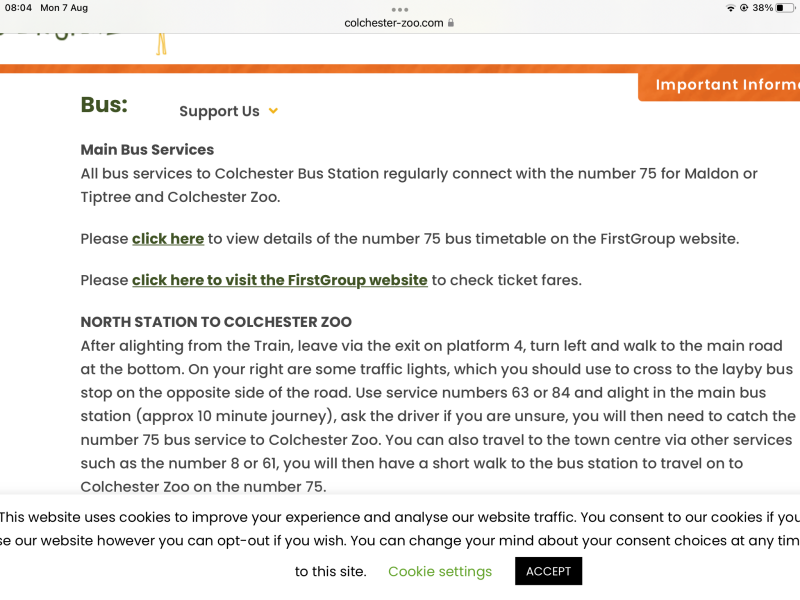 Help! Colchester station to Zoo by public transport?