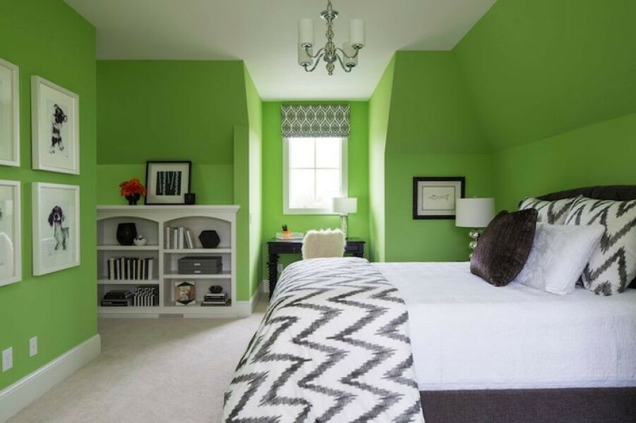 How do I style this awful green colour DS has picked for his room?