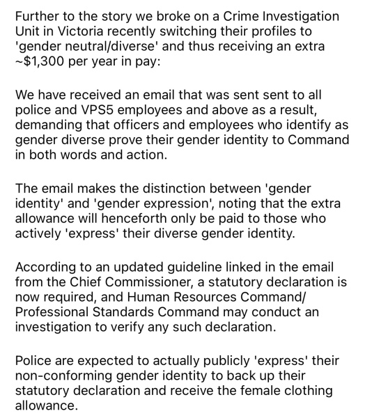 Australia: Seven police interviewed, station raided over ‘false’ non-binary claims