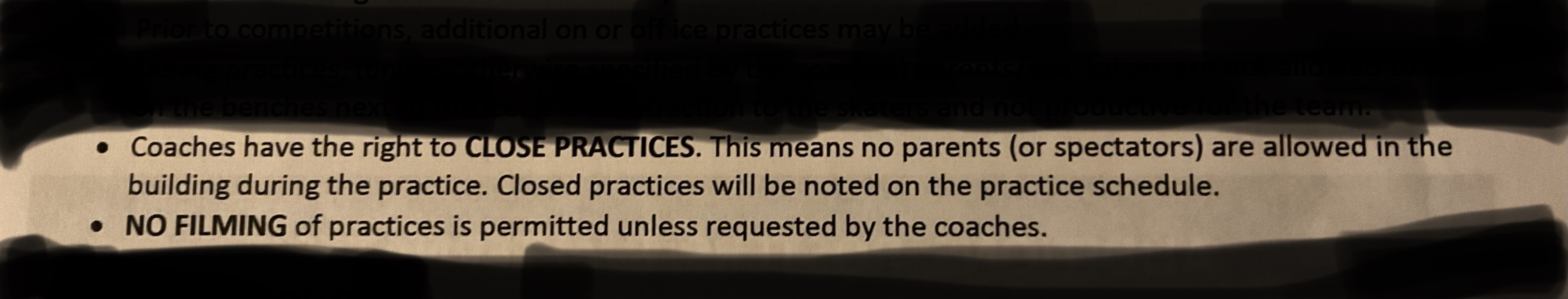 Closed Practice, for girls aged 10-16.