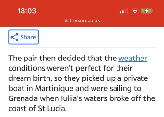 I have no words - woman now stranded after wanting to give birth in St Lucia (on the beach...)