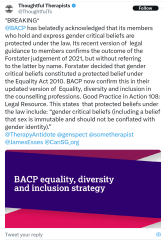 BACP has updated its guidance in light of Forstater.