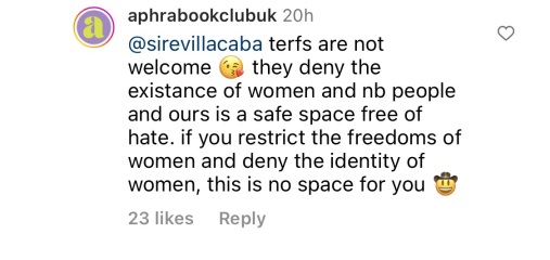 BookThatMatter exclude "terfs"