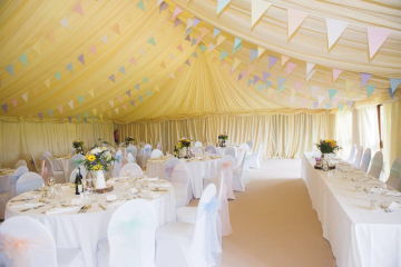 Imagine a village hall wedding