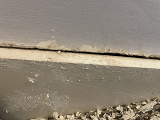 Should I be removing the polyfilla as well as the paint