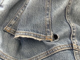 To complain about these jeans falling apart?