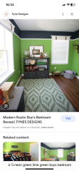 How do I style this awful green colour DS has picked for his room?