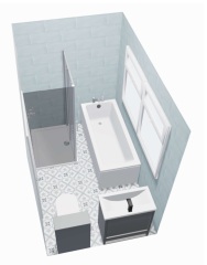 Bathroom - partially covering a window void for a shower - pictures?