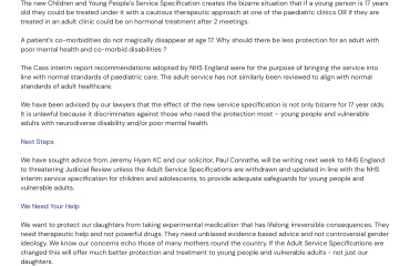 New Judicial Review launched- Transfer of older adolescents to adult clinics