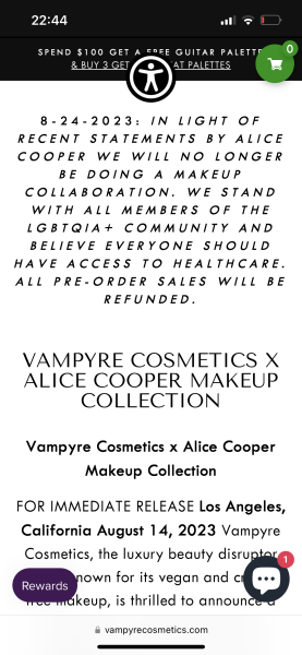 Alice Cooper has been cancelled