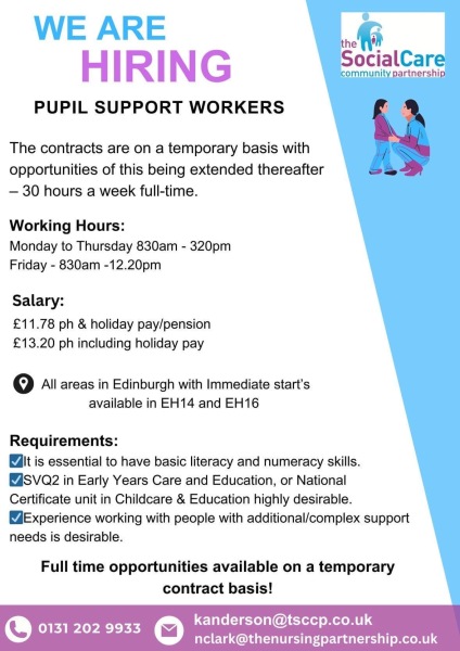 Edinburgh Pupil support staff school hours