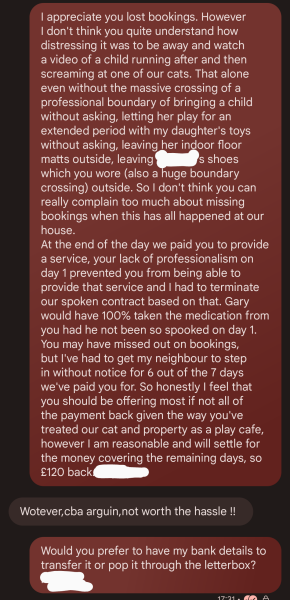 Cat sitter bringing her grandchild