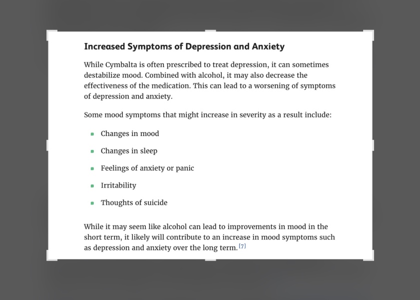 Duloxetine and alcohol
