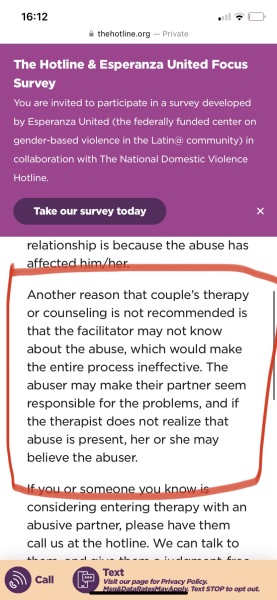 Counsellor taking husband's side