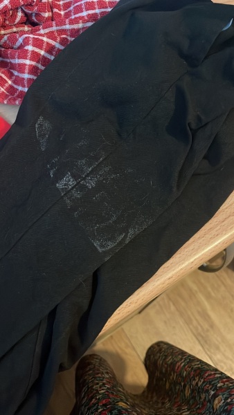 Sticky iron mark on trousers