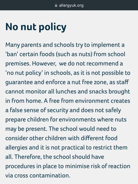 Nut free schools