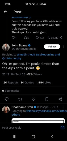 John Boyne properly nails his colours to the madt
