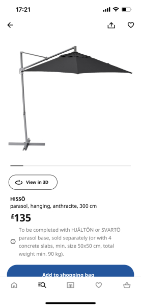 Cantilever parasol recommendations