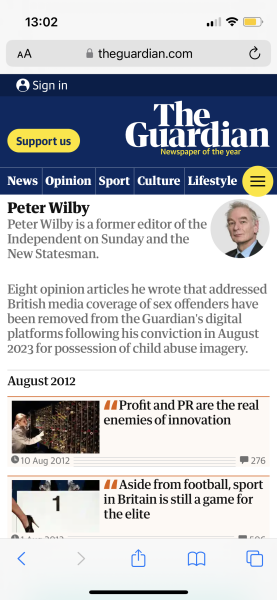 Peter Wilby - warning CSA