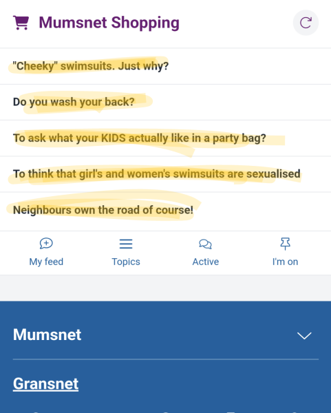 Mumsnet Shopping feed?