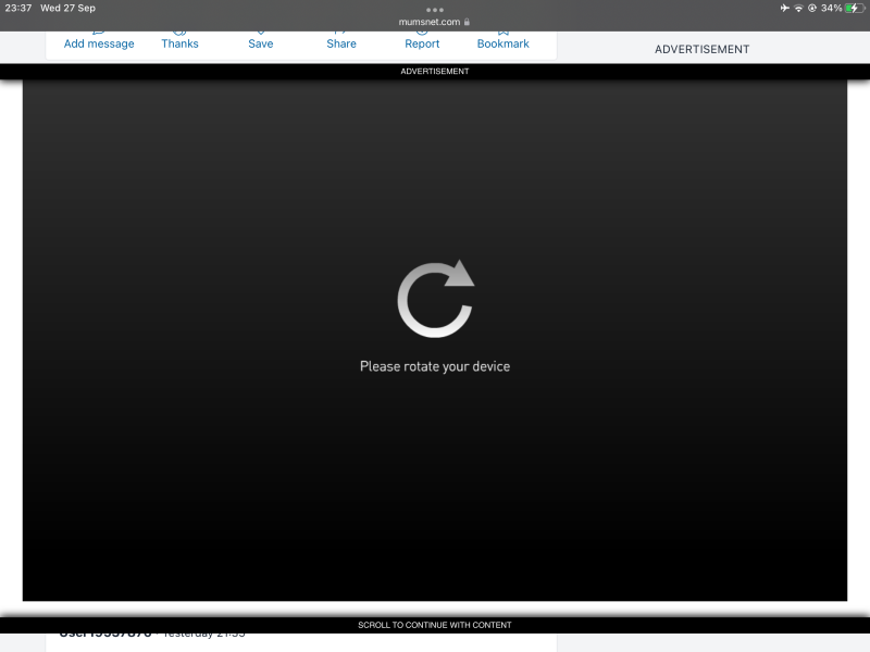 Advert taking over entire screen