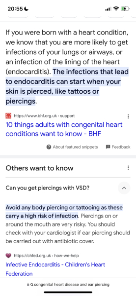 Ear piercing wth heart defect