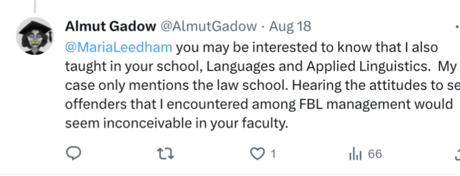 Almut Gadow v Open University (again)