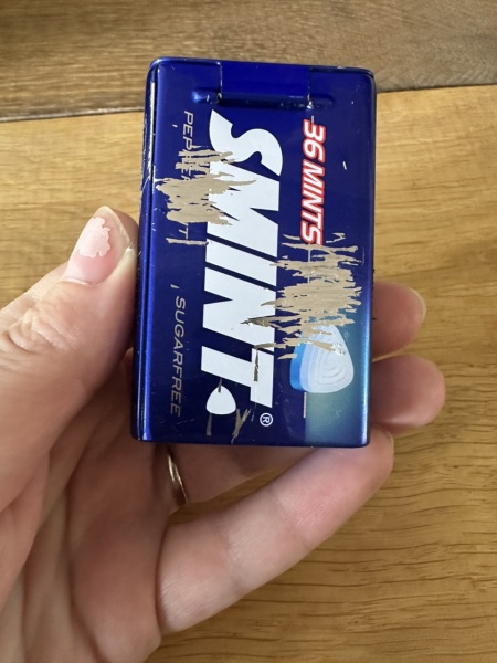 12 month old chewed on smints tin