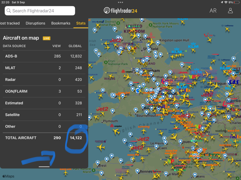 So many aeroplanes in the sky