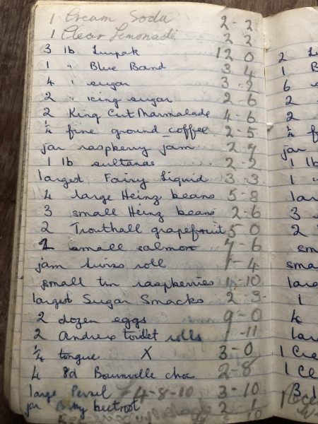 I found a shopping list from 1969