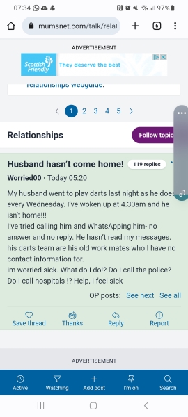 Husband hasn’t come home!