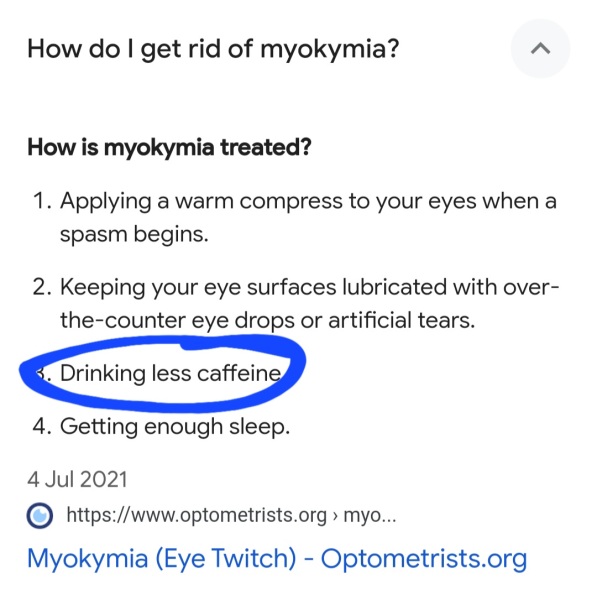 To be concerned about my ongoing eye twitch?