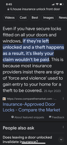 To not want her coming in the house?