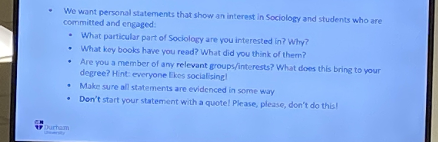 Personal statements. Is it always a no no