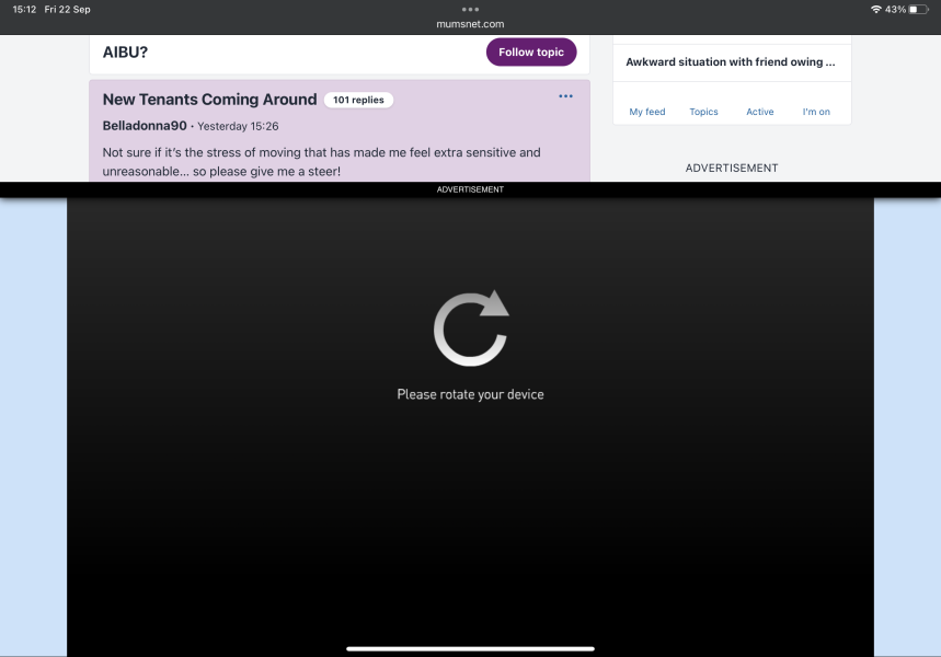 Advert taking over entire screen
