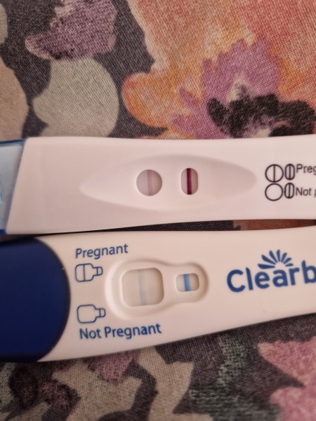 16dpo. Faint positives.