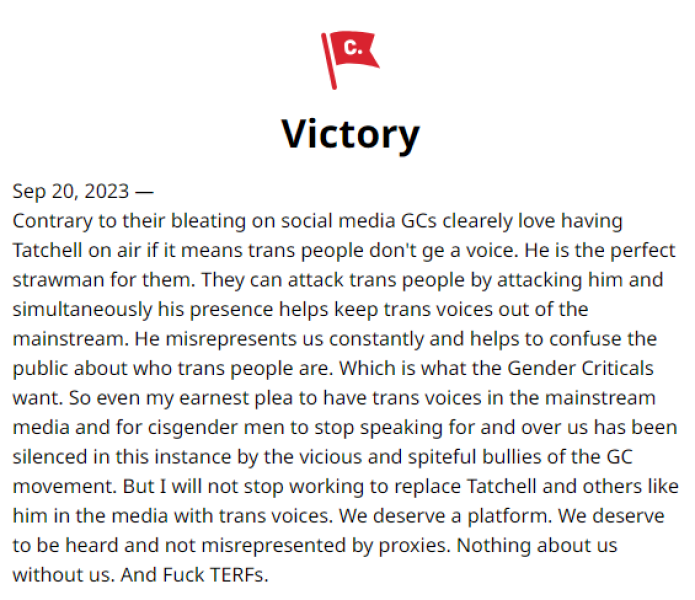'trans community calls for Peter Tatchell to shut up and let us speak for ourselves'