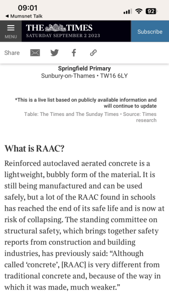 School closures due to crumbling concrete