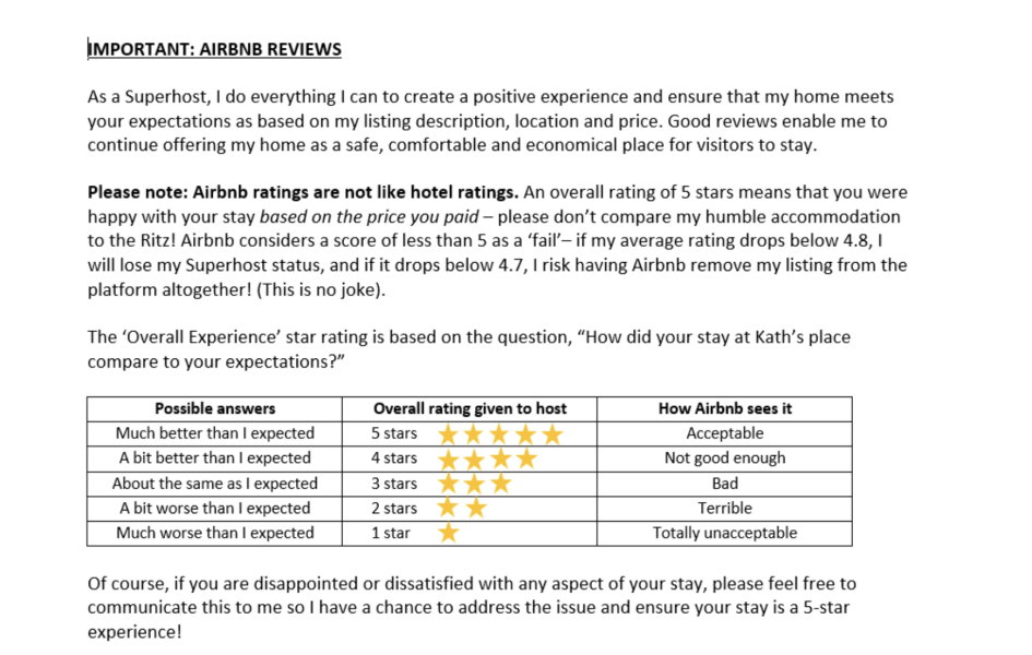 Air BnB - don't want to leave a review