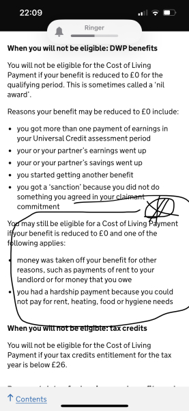 Cost of living payment oct