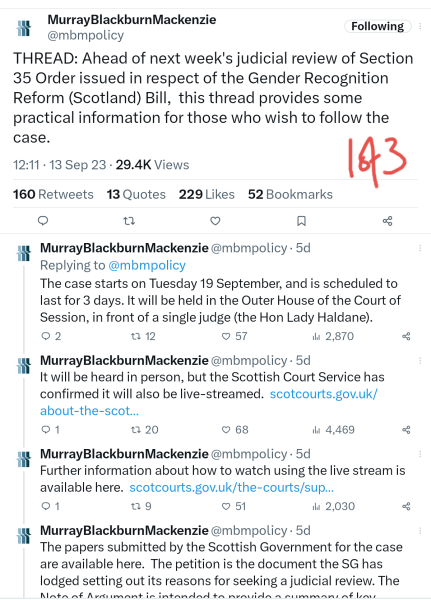 Summary of background information by MBM for Judicial Review of Scotland's GRR starting on 19 September 2023