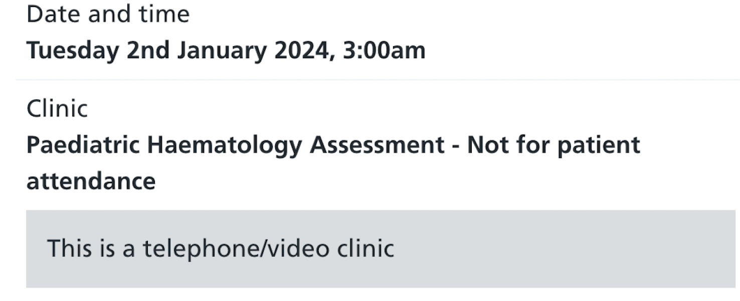 NHS Video Appointment at 3am