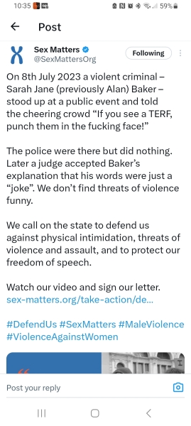 Sex Matters calls on Rishi Sunak to potect us from TRA threats and violence
