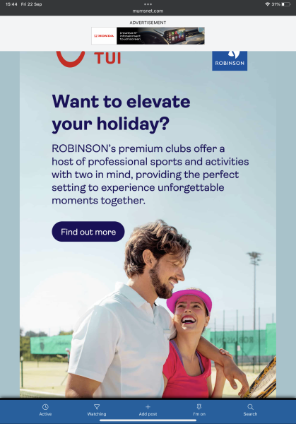 Advert taking over entire screen