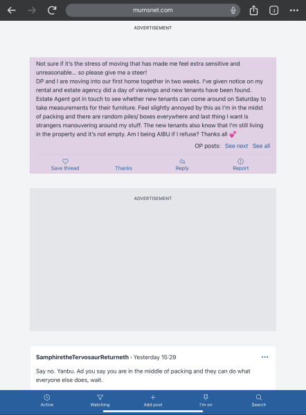 Advert taking over entire screen