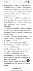 A log of schools confirmed closed/open